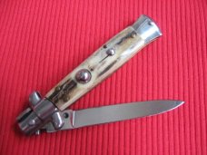 Vintage "INOX" Italian 7" Stag STILETTO Switchblade Knife.