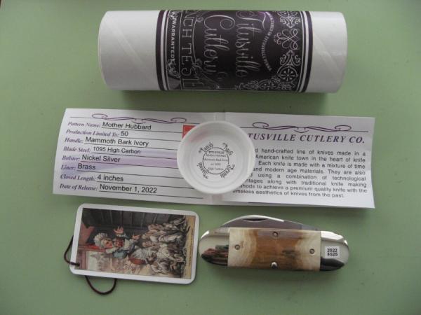 DANIELS FAMILY KNIFE BRANDS-TITUSVILLE CUTLERY-MOTHER HUBBARD SUNFISH-MAMMOTH BARK IVORY