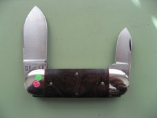 DANIELS FAMILY KNIFE BRANDS-TITUSVILLE CUTLERY-MOTHER HUBBARD SUNFISH-CHOCOLATE MAPLE BURL