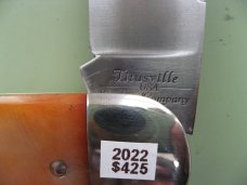 DANIELS FAMILY KNIFE BRANDS-TITUSVILLE CUTLERY-MOTHER HUBBARD SUNFISH-SAW CUT AMBER BONE