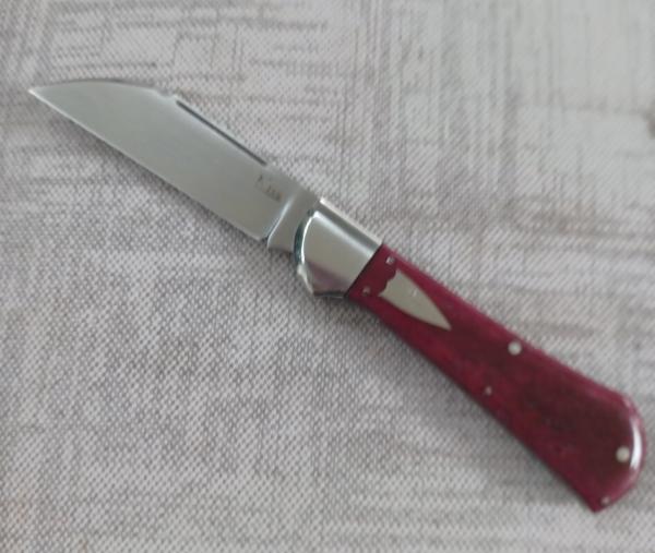 K'roo Custom Raven Knife,,3.75..Dyed Kudu Bone...rwl34. Filework..red G10 spacers/liners..coa/slip