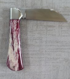 K'roo Custom Raven Knife,,3.75..Dyed Kudu Bone...rwl34. Filework..red G10 spacers/liners..coa/slip