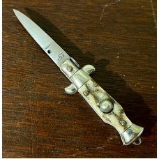 Miniature Switchblade Knife, Made In Italy, Marked Inox, Older Style, Nice Stag Handle