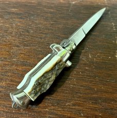 Miniature Switchblade Knife, Made In Italy, Marked Inox, Older Style, Nice Stag Handle 