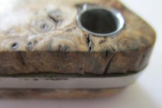 Small, unsigned, handmade fixed-blade knife, burl-wood handle