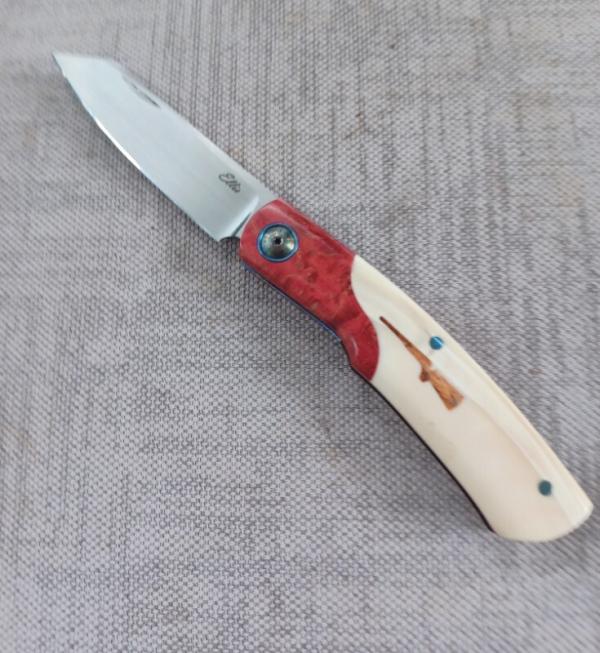 JD..Johan..Ellis Warthog Tusk Ivory Native..4" closed..Rwl34..Kirilian Birch Bolsters..coa..box JD..Johan..Ellis Warthog Tusk Ivory Native..4" closed..Rwl34..Kirilian Birch Bolsters..coa..box