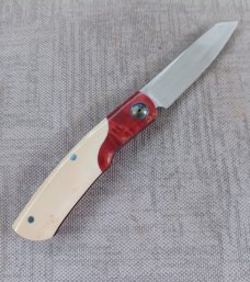 JD..Johan..Ellis Warthog Tusk Ivory Native..4" closed..Rwl34..Kirilian Birch Bolsters..coa..box