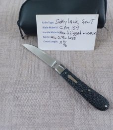 Bobby Toole Swayback  Slipjoint, CPM-154 ,3 9/16"... Jigged Paper Micar ,Steel Bolsters..shield,coa 
