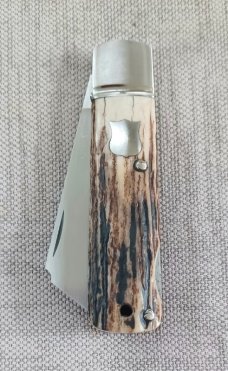 Ishikawa Tailored Knives Stag  Sheepsfoot Barlow Lockback..440C...4" closed..3" blade..Coa and pouch