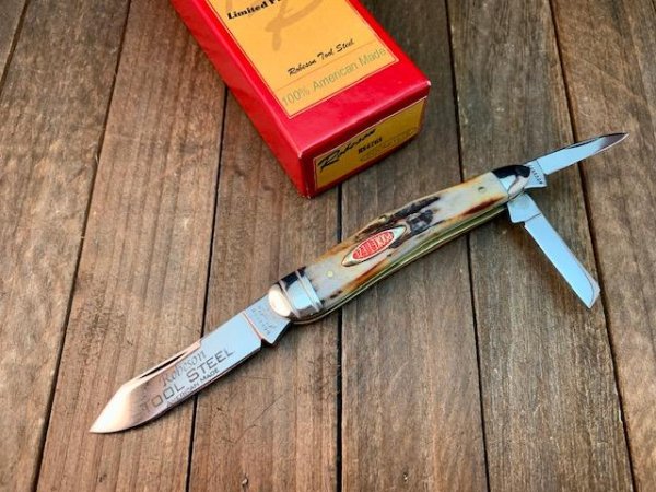 Robeson by Queen Humpback Whittler Sambar Stag D2 Tool Steel 1 of 100