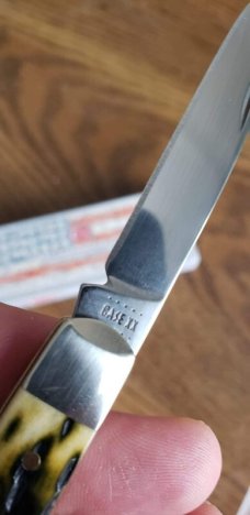Case xx TB61028 SS,Olive Green Bone Peach Seed Jig Teardrop knife