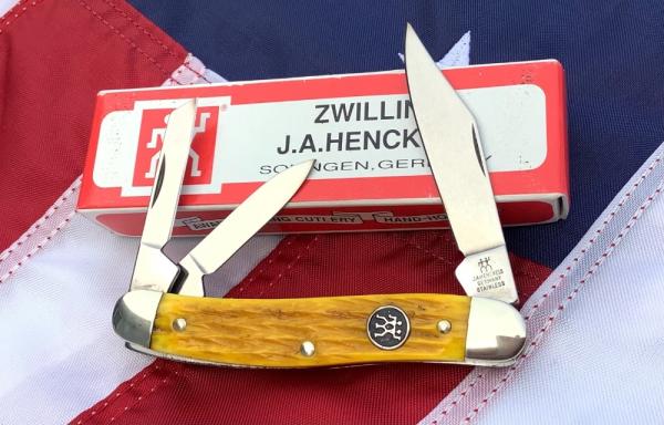 Vintage J A Henckels 3 Blade Whittler Pocket Knife w/ Hard to come by Yellow Handles! -NOS +Orig Box Vintage J A Henckels 3 Blade Whittler Pocket Knife w/ Hard to come by Yellow Handles! -NOS +Orig Box