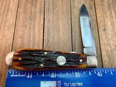 Queen Tear Drop Jack Linerlock Amber Carved Stag Bone D2 Tool Steel Blade, Gorgeous!
