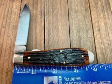 Queen Tear Drop Jack Linerlock Amber Carved Stag Bone D2 Tool Steel Blade, Gorgeous!