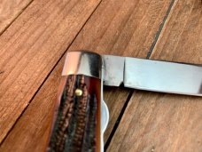 Queen Tear Drop Jack Linerlock Amber Carved Stag Bone D2 Tool Steel Blade, Gorgeous!