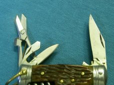 VINTAGE JAPAN BONE HANDLE POCKET WATCH FOB KEYCHAIN MINI BABY HOBO FOLDING POCKET KNIFE KNIVES OLD