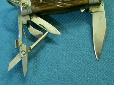 VINTAGE JAPAN BONE HANDLE POCKET WATCH FOB KEYCHAIN MINI BABY HOBO FOLDING POCKET KNIFE KNIVES OLD