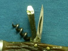 VINTAGE JAPAN BONE HANDLE POCKET WATCH FOB KEYCHAIN MINI BABY HOBO FOLDING POCKET KNIFE KNIVES OLD