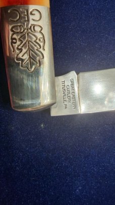 MINT GREAT EASTERN CYCLOPS STEEL 861121 RUST ORANGE BONE ACCORN BARLOW KNIFE