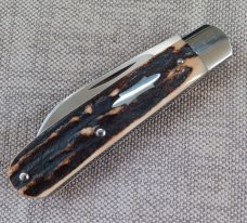 T A Davison Custom Sambar Stag Swayback..CTS-xhp..jeweled . Shield..3 5/8" closed..#2109..pouch