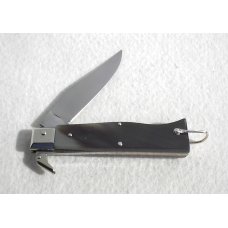 VINTAGE 60's  LEPRE GENUINE HORN FOLDING KNIFE NICKEL SILVER BOLSTERS - MINT CONDITION