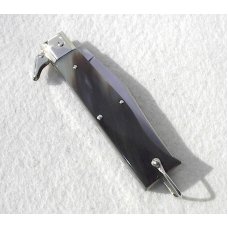 VINTAGE 60's  LEPRE GENUINE HORN FOLDING KNIFE NICKEL SILVER BOLSTERS - MINT CONDITION