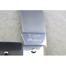 VINTAGE 60's  LEPRE GENUINE HORN FOLDING KNIFE NICKEL SILVER BOLSTERS - MINT CONDITION