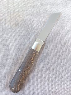 Mike Moran Straight Sheepsfoot Jack..Bog Oak scales..Beadblasted A2..3 7/8" closed..coa,.pouch.