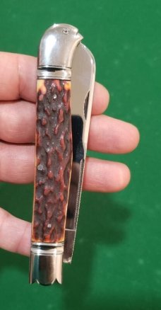 4 1/2"  Custom Made Bird's Head Bolster Knife, Premium stag handle **New Year Sale**