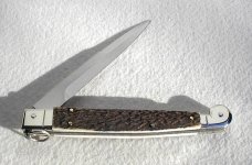 NEW AGA CAMPOLIN 12" ITALIAN SICILIANO STAG RING PULL 4 MILLIMETER BLADE, NICKEL SILVER BOLSTERS 