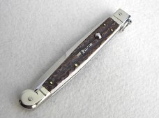 NEW AGA CAMPOLIN 12" ITALIAN SICILIANO STAG RING PULL 4 MILLIMETER BLADE, NICKEL SILVER BOLSTERS 