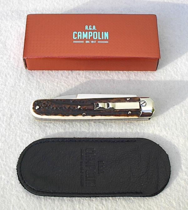 NEW 2022 AGA CAMPOLIN 8" GENUINE STAG BARON CAMPOLIN, ITALY W/BOX & LEATHER POUCH