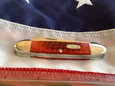 1997 Case xx Canoe Knife w Great Pocketworn Red Pick Bone Handles MDL 62131 SS -NOS