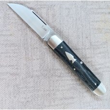 K'roo Wharnie Sleeveboard,3.75"cld..N690 long pull..Denim micarta and Arrowhead Shield..coa&slip