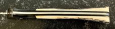 Large James Huckeba (Huck) Switchblade, Amazing Stag Handle, Mirror Polished Dagger Blade, Unused 