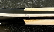 Large James Huckeba (Huck) Switchblade, Amazing Stag Handle, Mirror Polished Dagger Blade, Unused 