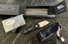 Protech Runt 5 Switchblade Knife, Mike Irie Hand Ground Mirror Polish Reverse Tanto Blade, New 