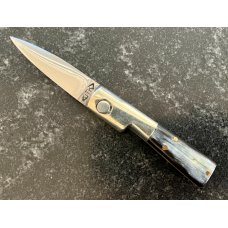 Jeremy Kreis (JTK) Custom Miniature Vendetta Switchblade, Beautiful Horn Handle, Unused
