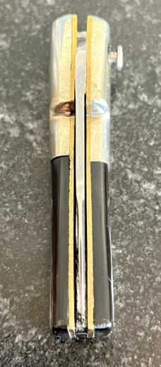 Jeremy Kreis (JTK) Custom Miniature Vendetta Switchblade, Beautiful Horn Handle, Unused