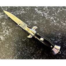 4 Inch Miniature Switchblade Knife, Made In Italy, Black Plastic Handle, Used
