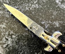 4 Inch Miniature Switchblade Knife, Made In Italy, Black Plastic Handle, Used  