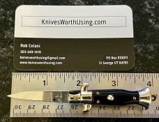 4 Inch Miniature Switchblade Knife, Made In Italy, Black Plastic Handle, Used  