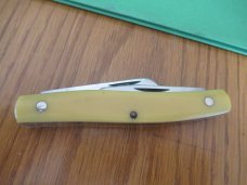 Schrade NY USA Birds Eye Yellow Delrin Handle Stockman Pattern # 882Y
