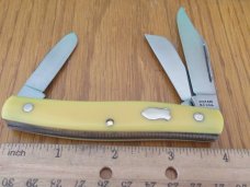 Schrade NY USA Birds Eye Yellow Delrin Handle Stockman Pattern # 882Y