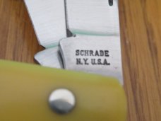 Schrade NY USA Birds Eye Yellow Delrin Handle Stockman Pattern # 882Y
