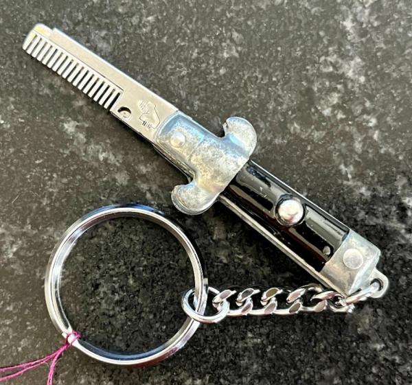 Vintage Miniature Keychain Switchblade Metal Comb, Unused Vintage Miniature Keychain Switchblade Metal Comb, Unused
