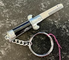 Vintage Miniature Keychain Switchblade Metal Comb, Unused 