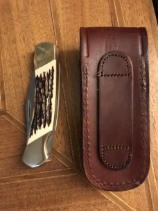 Vintage Schrade knife LB8 Uncle Henry and original leather sheath