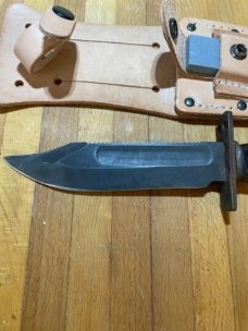 Vintage Ontario 10/76 pilot survival knife with original leather sheath 