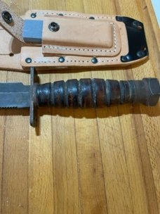Vintage Ontario 10/76 pilot survival knife with original leather sheath 